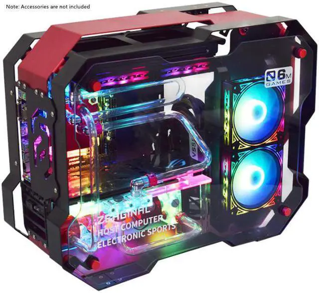 Alt view image 5 of 7 - Zeaginal ZC-06M Tempered Glass Mini Computer Case Support 240mm Radiator Support M-ATX Motherboard USB 3.0 -Red