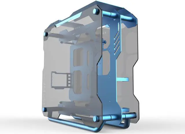 Alt view image 4 of 7 - Zeaginal ZC-01 Blueberry Vanity Computer Case Support 360mm Radiator Support ATX Motherboard Tempered Glass -Blue