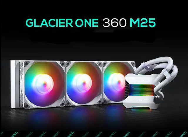 Alt view image 4 of 4 - Phanteks GLACIER ONE 360 M25 A-RGB AIO Liquid CPU Cooler, Infinity Mirror Pump Cap Design, 3 X Silent 120mm M25 PWM Fans, White