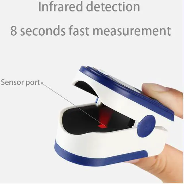 Alt view image 6 of 6 - Pulse Oximeter Fingertip Blood Oxygen Monitor with LED HD Display - Dark Blue