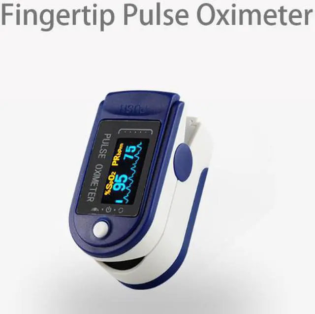 Alt view image 3 of 6 - Pulse Oximeter Fingertip Blood Oxygen Monitor with LED HD Display - Dark Blue