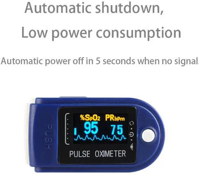 Alt view image 4 of 6 - Pulse Oximeter Fingertip Blood Oxygen Monitor with LED HD Display - Dark Blue