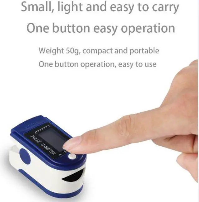Alt view image 5 of 6 - Pulse Oximeter Fingertip Blood Oxygen Monitor with LED HD Display - Dark Blue