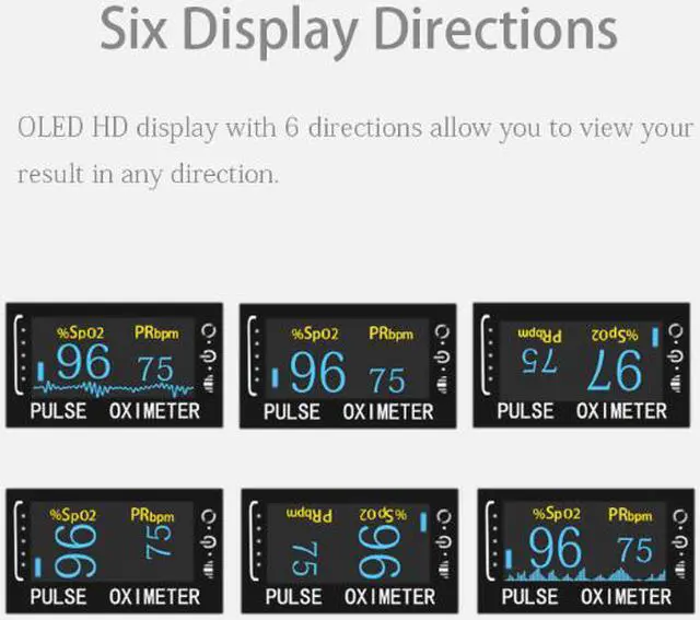 Alt view image 3 of 6 - Pulse Oximeter Fingertip Blood Oxygen Monitor with LED HD Display - Dark Blue
