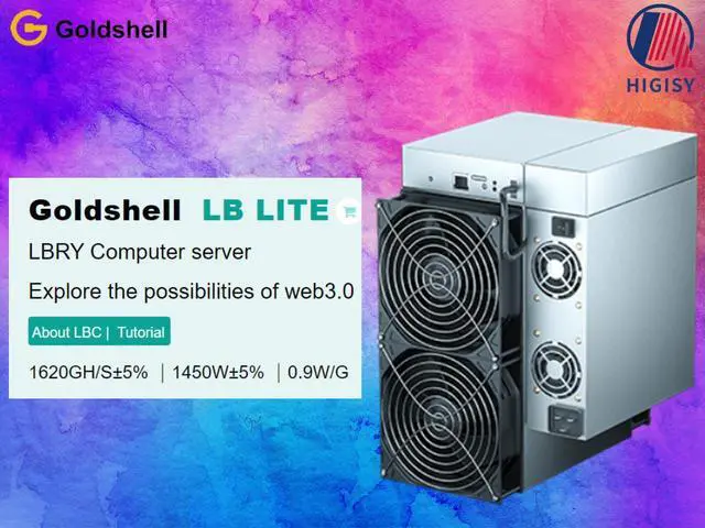 Alt view image 2 of 2 - In Stock Gold-shell LB LITE LBRY Miner Hashrate:1620GH/S(±5%) Wall Power: 1450W/h(±5%)