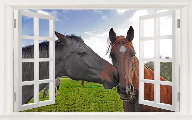 Main image of 3D Wall Murals Art Decals Decorator-Loving Horses(22" X 14")