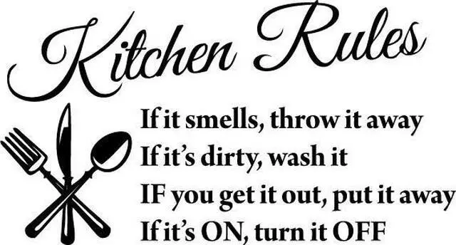 Main image of White 22" X 13" Kitchen Rules Art Home Mural Décor