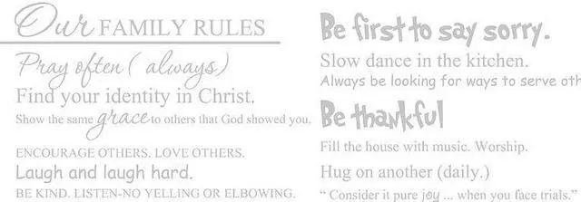 Main image of Silver 27" x 36" Our Family Rules... Vinyl wall art Inspirational quotes and saying home decor decal sticker
