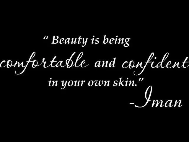 Main image of White 22" x 8" Beauty is being comfortable and confident in your own skin. -Imar  Vinyl Wall Art Home Decor Decal Sticker