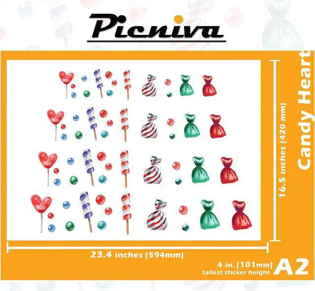 Main image of A2(4") Candy Heart Baby Kid Nursery Room Decal Sticker Clear Vinyl Wall Art decor