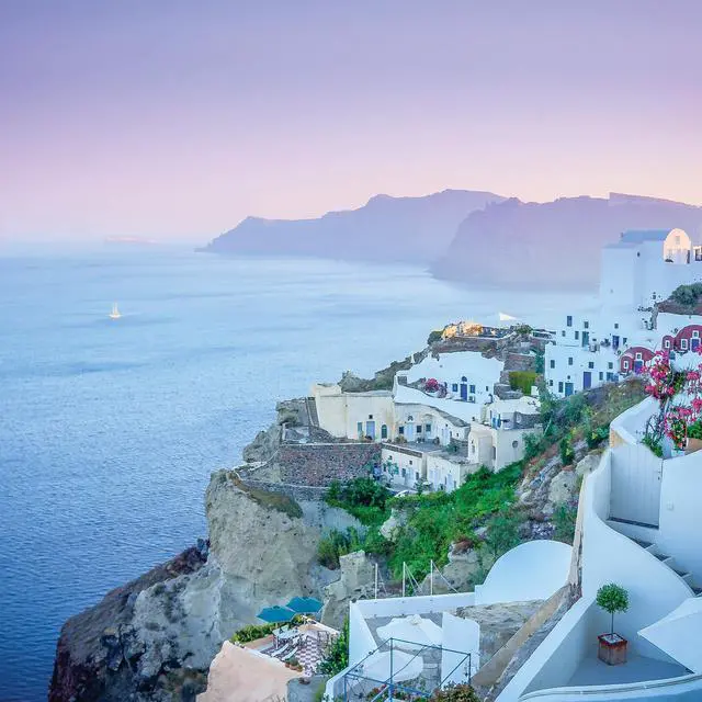 Main image of Santorini 40" x 40"  Print On Canvas Painting Wall Art For Wall Décor  (Frameless)