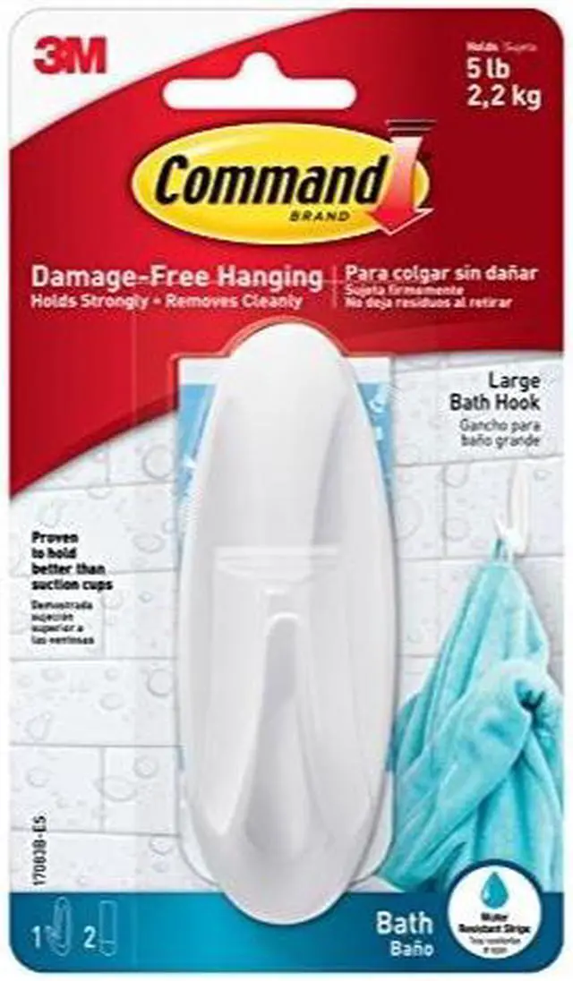 Alt view image 3 of 7 - 3M 17083B Command Designer Large Bath Hook 1 hook, 2 strips