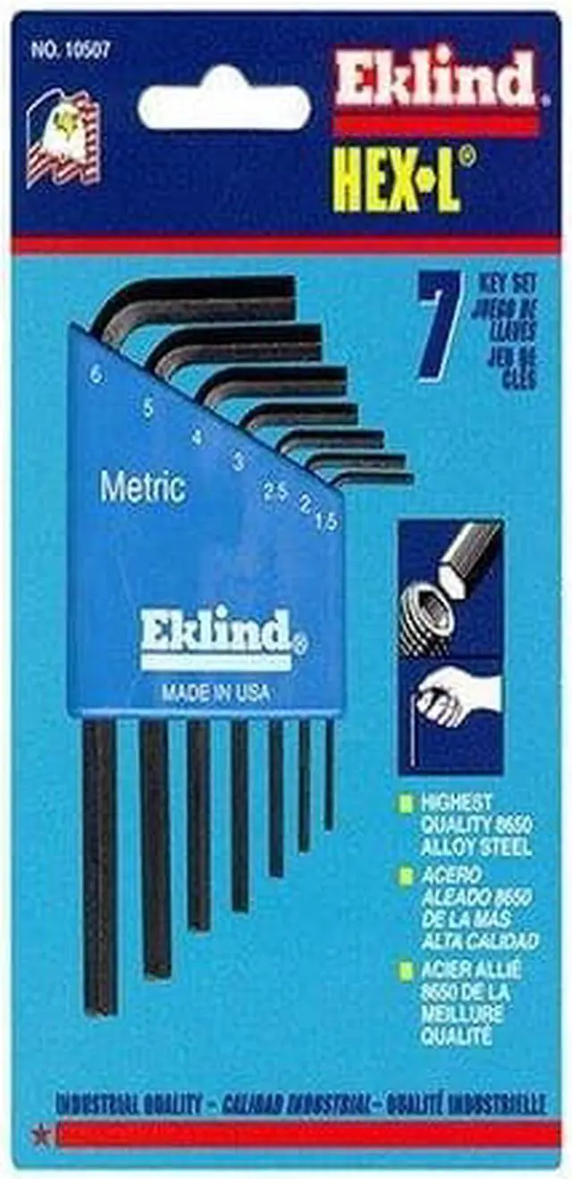 Alt view image 6 of 9 - Eklind Tool 269-10507 7Pc. Metric L-Wrench Hexkey Set Short Arm