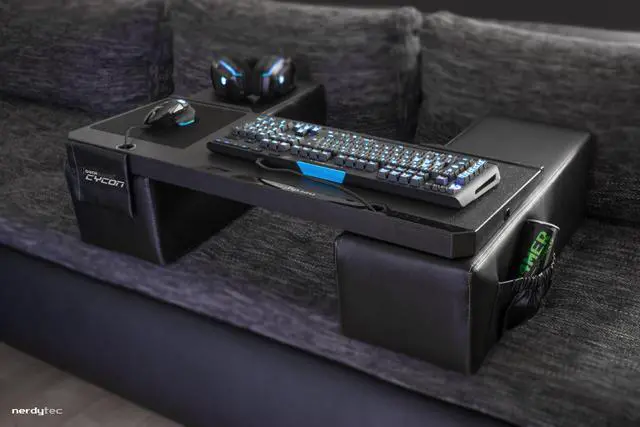 Alt view image 5 of 10 - Couchmaster CYCON - Couch Gaming Lapboard/Lapdesk for Keyboard/Mouse (PC / PS4 / XboxOne) incl. Ergonomic Cushions, Mousepad, 5m Cable (Black Edition)
