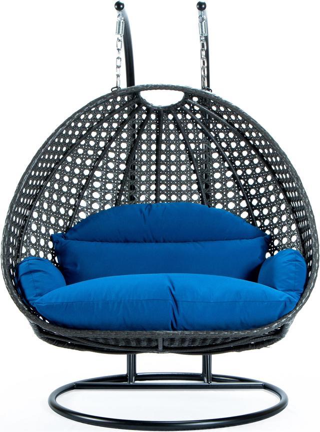 Leisuremod egg charcoal blue online wicker hanging swing chair