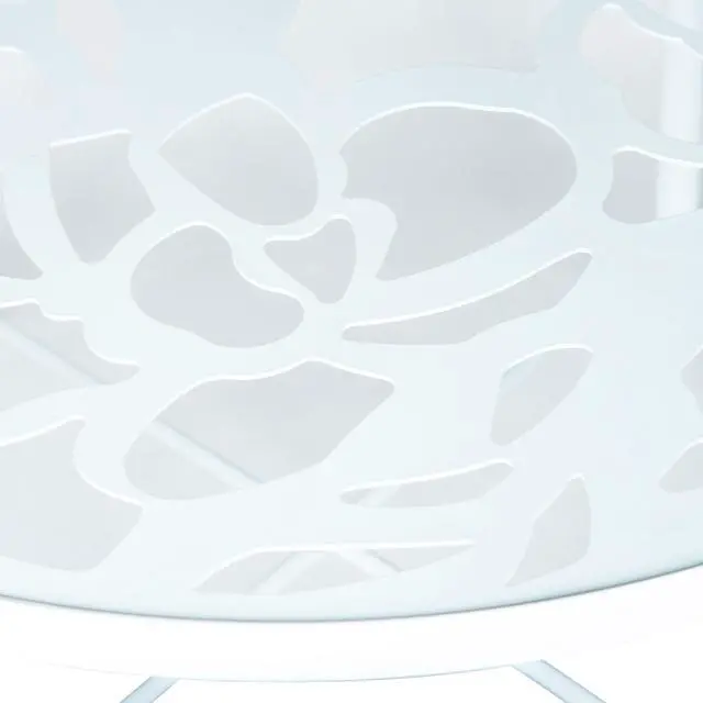 Alt view image 5 of 20 - LeisureMod Devon Tree Design Glass Top Aluminum Base Indoor Outdoor Dining Table, White
