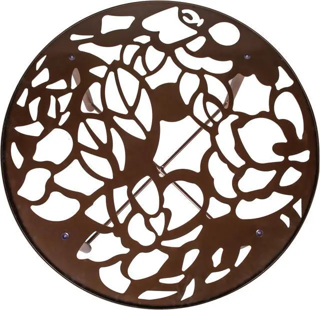 Alt view image 3 of 20 - LeisureMod Devon Tree Design Glass Top Aluminum Base Indoor Outdoor Dining Table, Brown