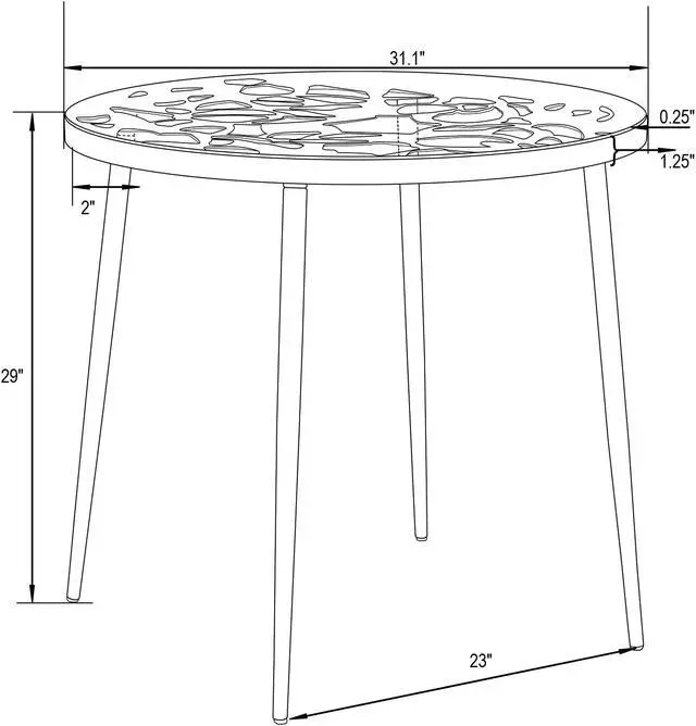 Alt view image 7 of 20 - LeisureMod Devon Tree Design Glass Top Aluminum Base Indoor Outdoor Bistro Dining Table, Black
