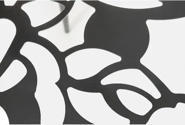 Alt view image 5 of 20 - LeisureMod Devon Tree Design Glass Top Aluminum Base Indoor Outdoor Bistro Dining Table, Black