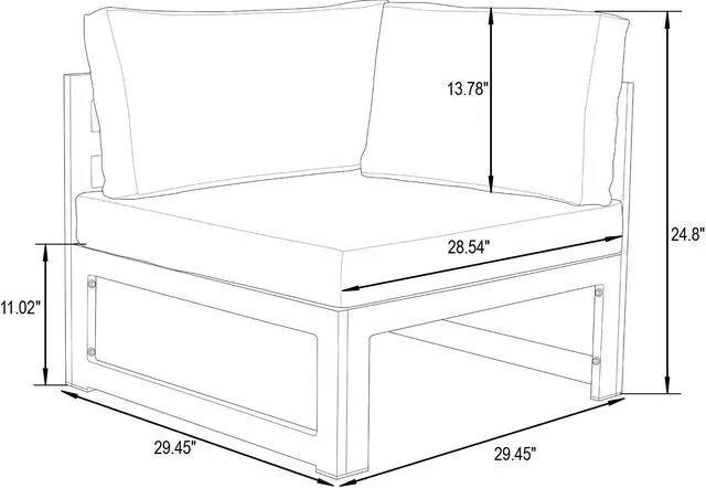 Alt view image 7 of 7 - LeisureMod Chelsea 6-Piece Modern Outdoor Patio Sectional Sofa Set with Black Aluminum Frame and Removable Cushions in Red