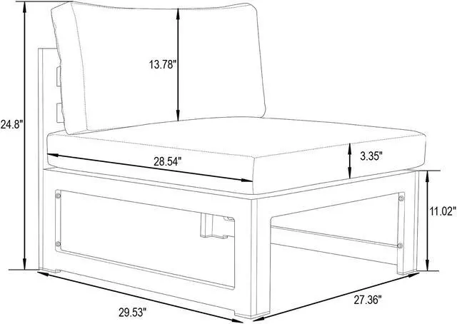 Alt view image 6 of 7 - LeisureMod Chelsea 6-Piece Modern Outdoor Patio Sectional Sofa Set with Black Aluminum Frame and Removable Cushions in Red
