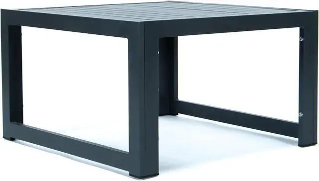 Alt view image 3 of 6 - LeisureMod Chelsea 7-Piece Modern Outdoor Patio Sectional Sofa Set and Coffee Table with Black Aluminum Frame and Removable Cushions in Blue