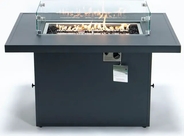 Alt view image 4 of 7 - LeisureMod Chelsea 7-Piece Modern Outdoor Patio Sectional Sofa Set With Propane Fire Pit Table with Black Aluminum Frame and Removable Cushions in Orange