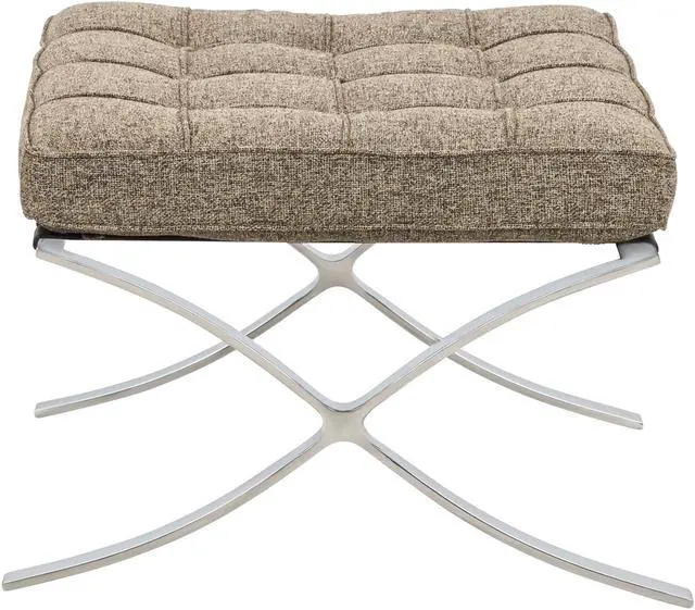 Alt view image 3 of 12 - LeisureMod Bellefonte Mid-Century Pavilion Accent Ottoman in Oatmeal Wool
