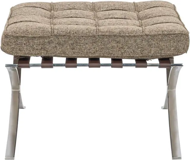 Alt view image 2 of 12 - LeisureMod Bellefonte Mid-Century Pavilion Accent Ottoman in Oatmeal Wool