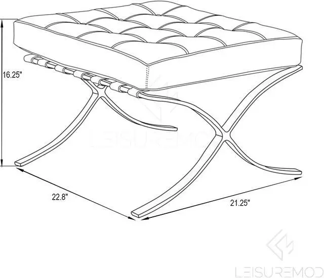 Alt view image 7 of 12 - LeisureMod Bellefonte Mid-Century Pavilion Accent Ottoman in Oatmeal Wool