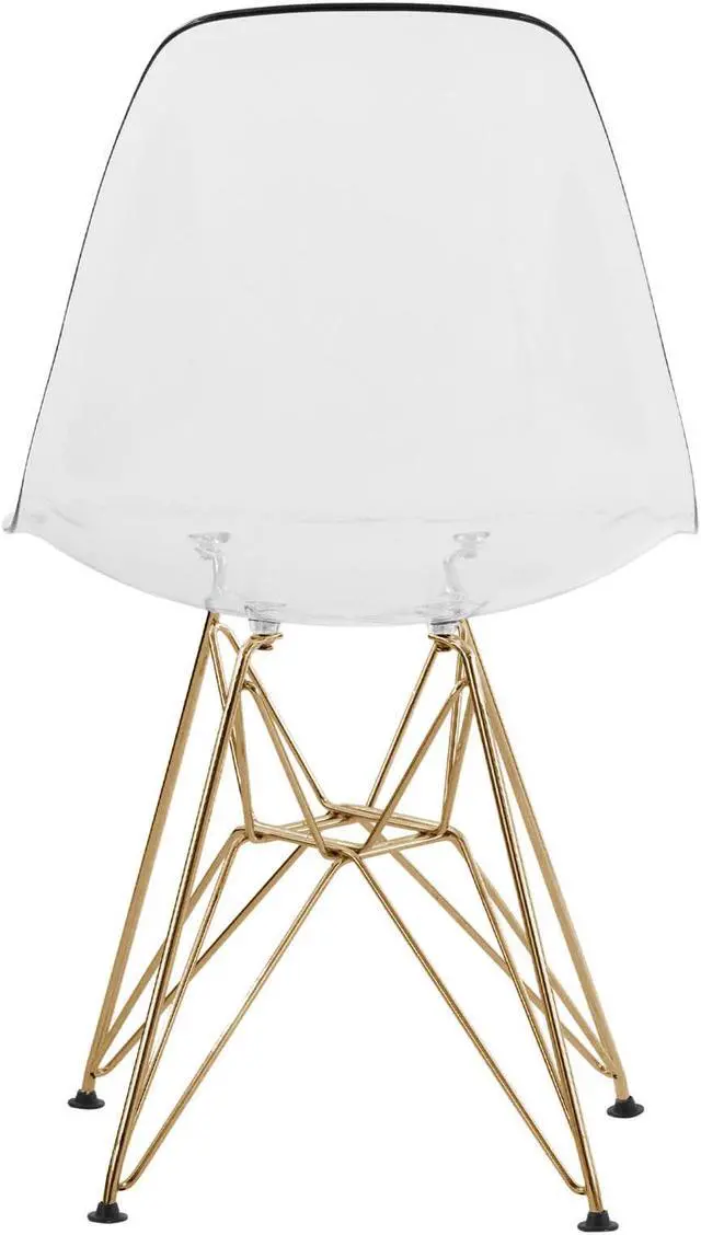 Alt view image 4 of 20 - LeisureMod Cresco Modern Eiffel Base Molded Dining Chair with Gold Base Clear