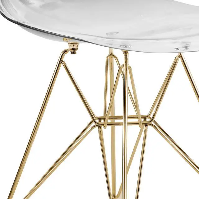 Alt view image 5 of 20 - LeisureMod Cresco Modern Eiffel Base Molded Dining Chair with Gold Base Clear