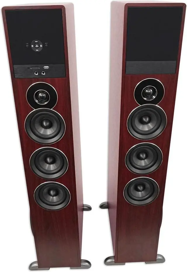 Alt view image 5 of 9 - Rockville TM150C Cherry Powered Home Theater Tower Speakers 10" Sub/Blueooth/USB