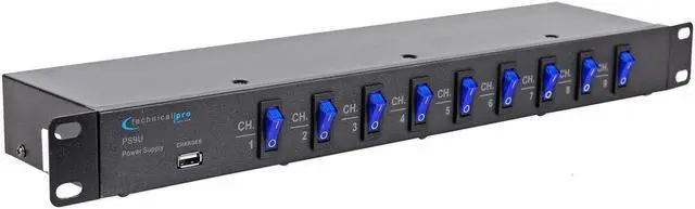 Alt view image 5 of 12 - Technical Pro Rack Mount Power Supply with 5V USB Charging Port PS9U
