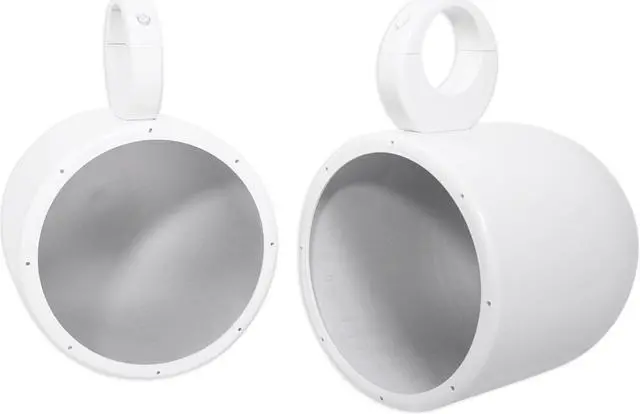 Alt view image 2 of 5 - Pair Rockville MAC80W 7.7" White Aluminum Wakeboard Tower Speaker Pod Enclosures