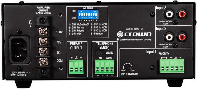 Alt view image 3 of 18 - CROWN 135MA 35WATT 3INPUT 80HM 70/100V AMP