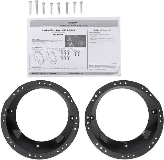 Alt view image 5 of 16 - Metra 82-9601 6" - 6.5" Speaker Adapter for 98-13 Harley Davidson Touring (pair)