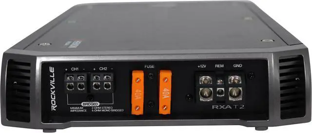 Alt view image 4 of 7 - New Rockville RXA-T2 2400 Watt Peak/1250w RMS 2 Channel Amplifier Car Stereo Amp