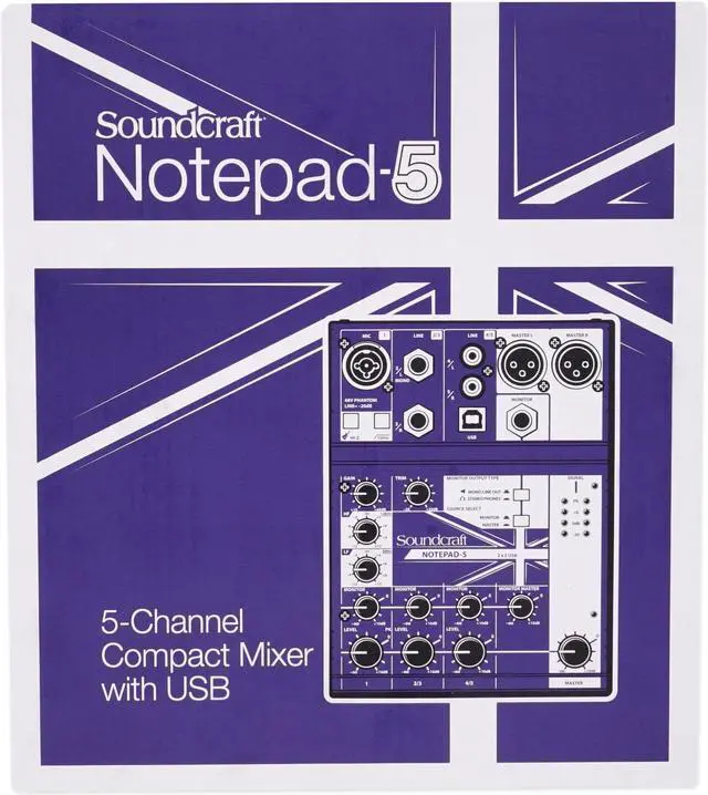 Alt view image 9 of 20 - Soundcraft Notepad-5 5-channel Analog Mixer w/USB I/O