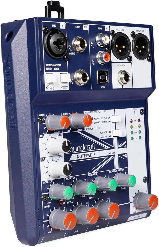 Alt view image 5 of 20 - Soundcraft Notepad-5 5-channel Analog Mixer w/USB I/O