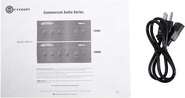 Alt view image 4 of 18 - CROWN 135MA 35WATT 3INPUT 80HM 70/100V AMP