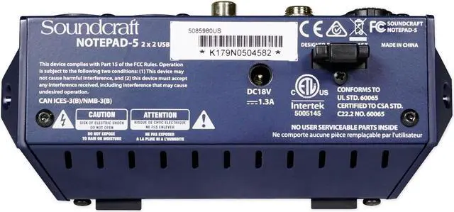 Alt view image 7 of 20 - Soundcraft Notepad-5 5-channel Analog Mixer w/USB I/O