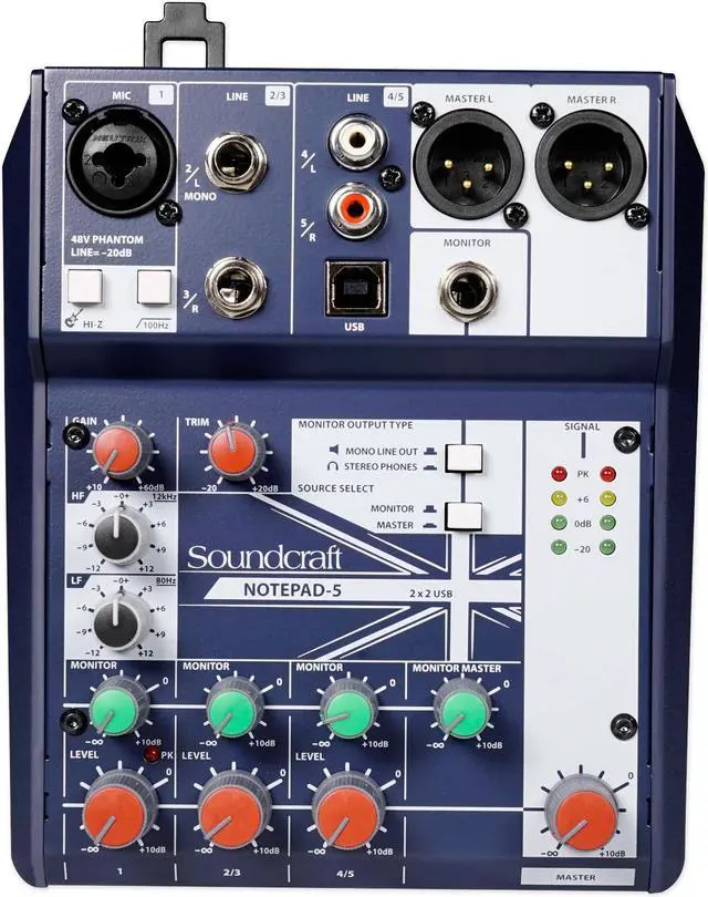 Alt view image 4 of 20 - Soundcraft Notepad-5 5-channel Analog Mixer w/USB I/O