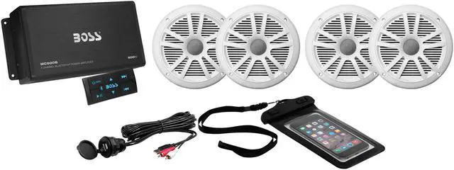 Alt view image 13 of 20 - BOSS Audio ASK904B.64 4-Channel Bluetooth Amp with 4 speakers White