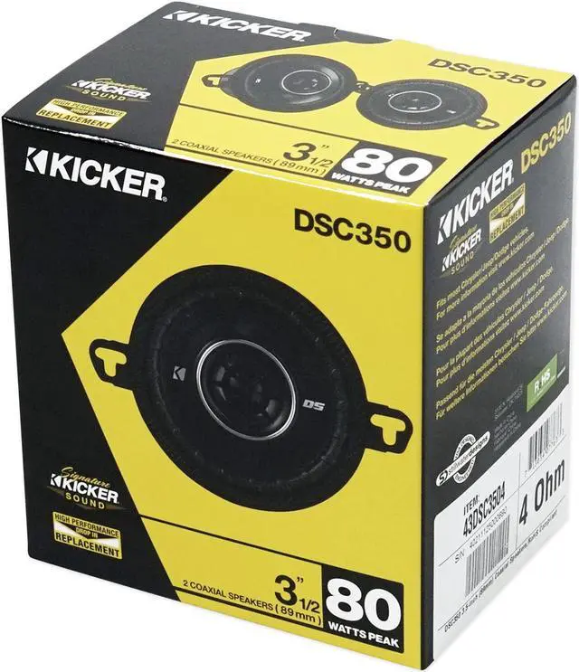 Alt view image 4 of 17 - Kicker 3.5" 80 Watt 2-Way Car Audio Speakers DSC35 DS35 Coax, Set of 2