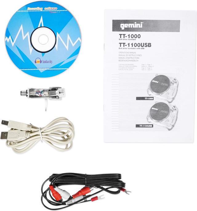 Alt view image 16 of 20 - Gemini TT-1100 USB Belt Drive Turntable Belt Drive DJ Turntable