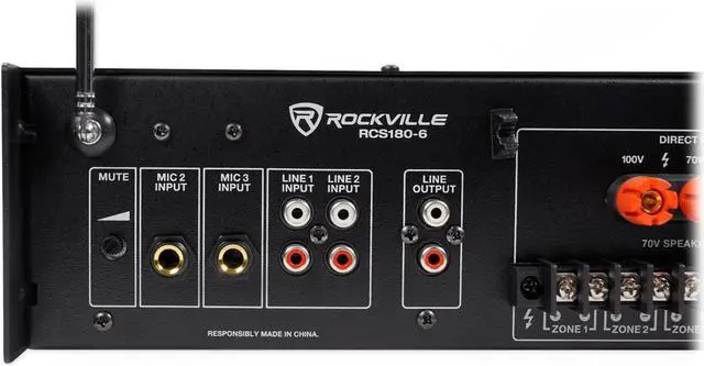 Alt view image 5 of 9 - Rockville RCS180-6 180 Watt 6 Zone 70v Commercial/Restaurant Amplifier/Bluetooth