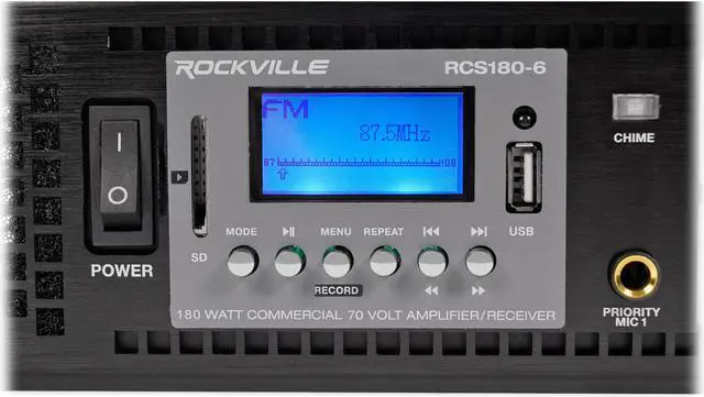 Alt view image 3 of 9 - Rockville RCS180-6 180 Watt 6 Zone 70v Commercial/Restaurant Amplifier/Bluetooth