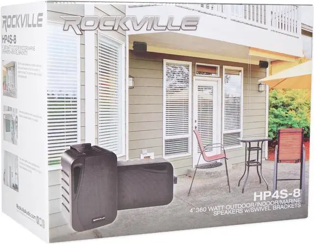 Alt view image 6 of 6 - (2) Rockville HP4S-8 BK Black 4" Outdoor/Indoor 8-Ohm Wall Mount Home Speakers
