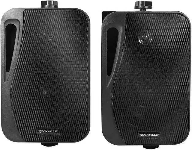 Alt view image 2 of 6 - (2) Rockville HP4S-8 BK Black 4" Outdoor/Indoor 8-Ohm Wall Mount Home Speakers